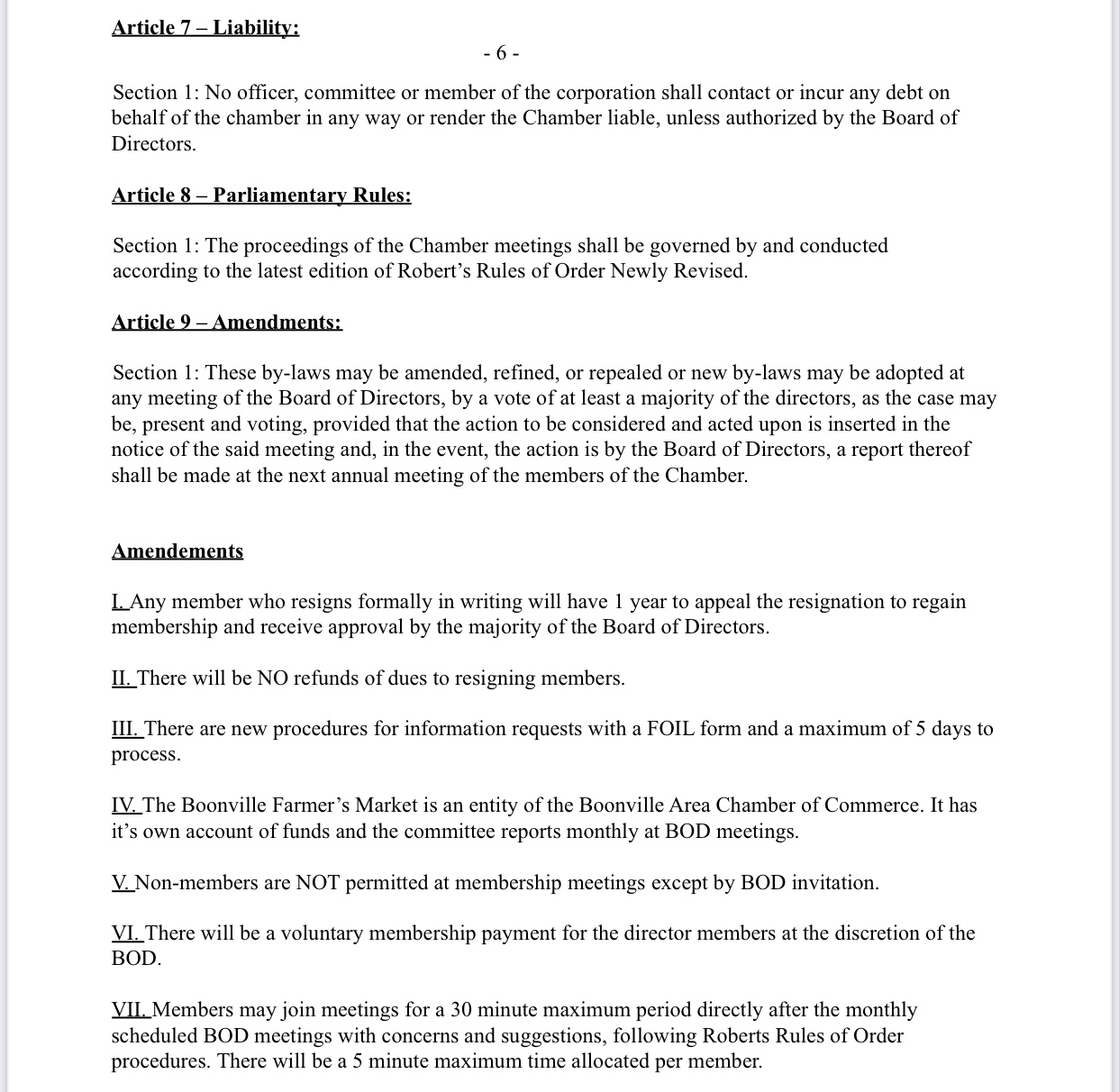 Boonville Chamber Bylaws Chamber Copy Section 2 Three