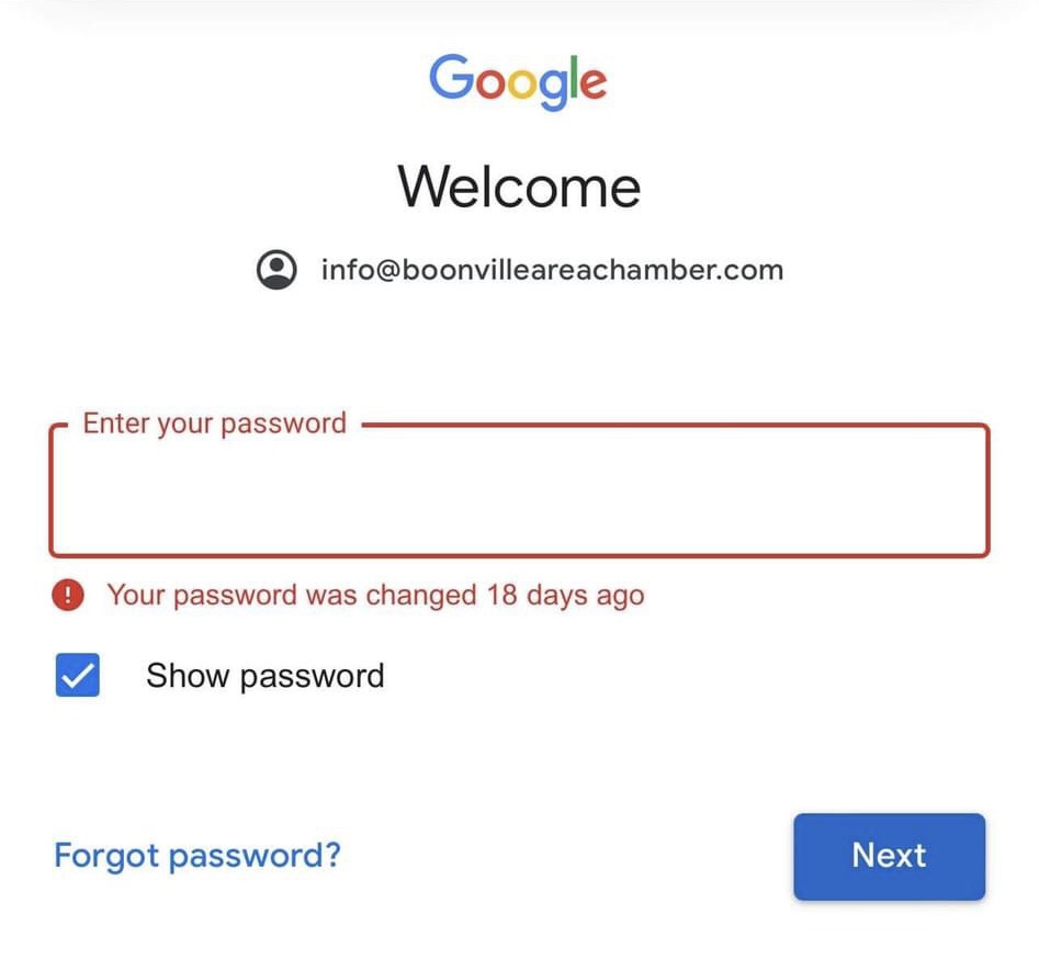 Chris Muha Boonville Chamber Gmail Password Change