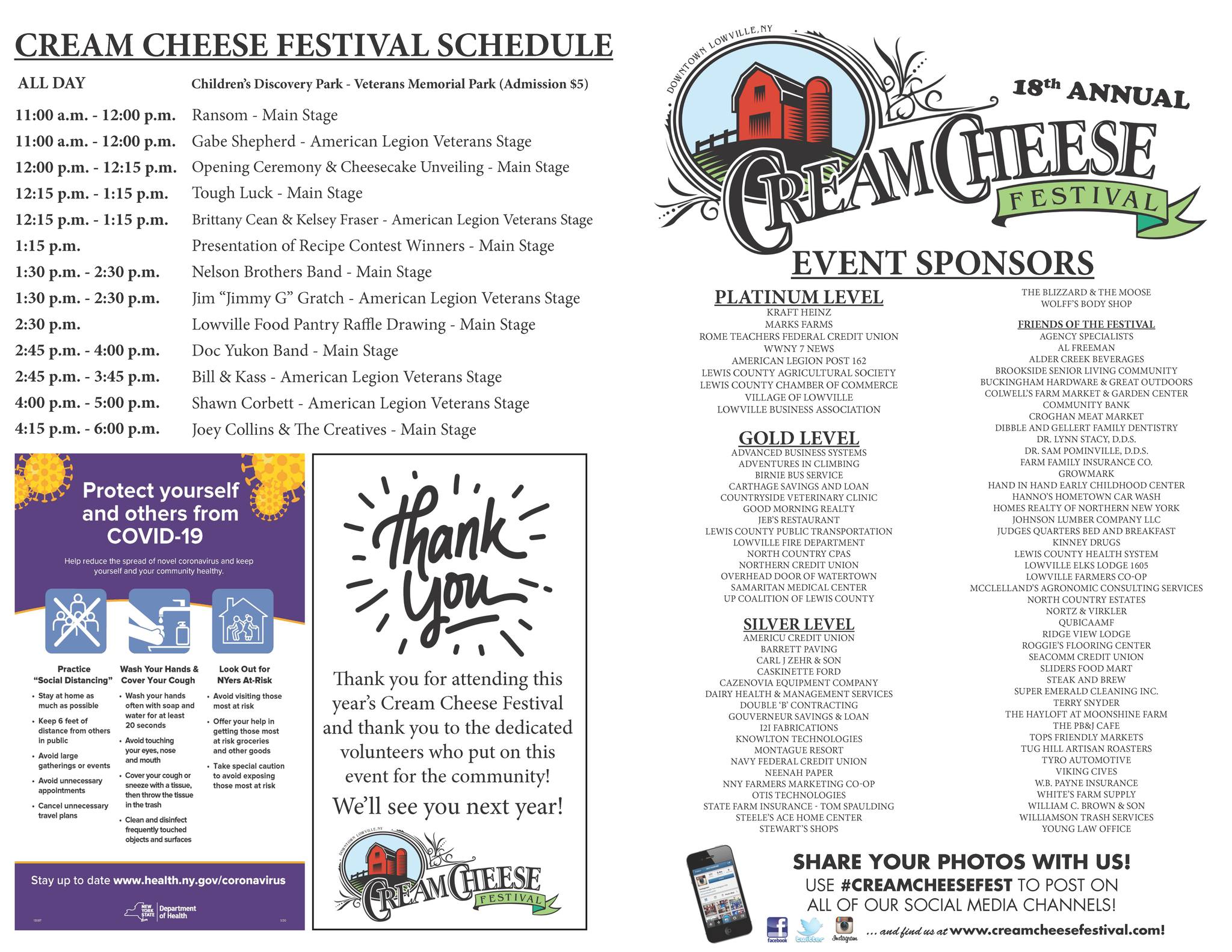 Cream Cheese Festival Schedule 2023