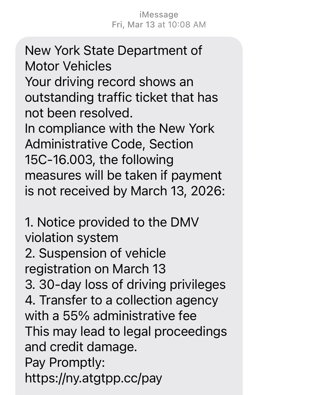 DMV Scam Texts March 2026 1