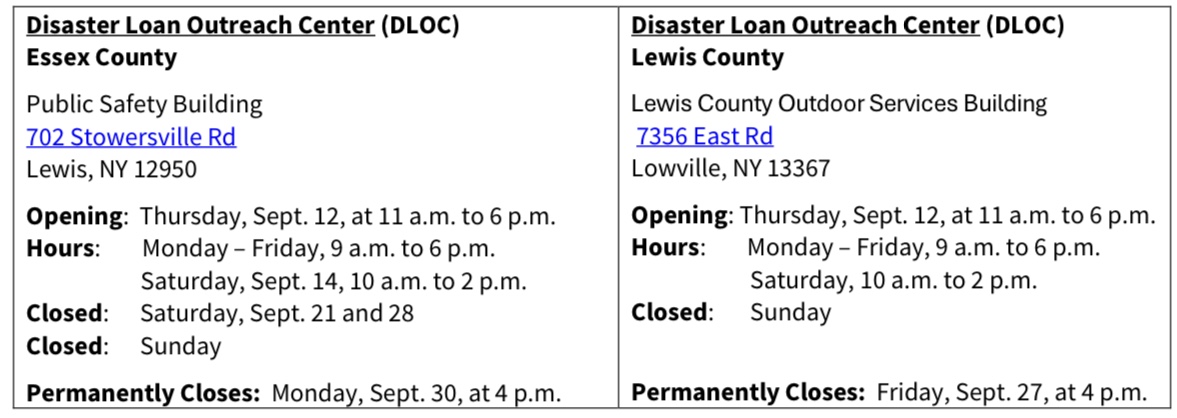 Disaster Loan Outreach Center Hours Lewis County 2024