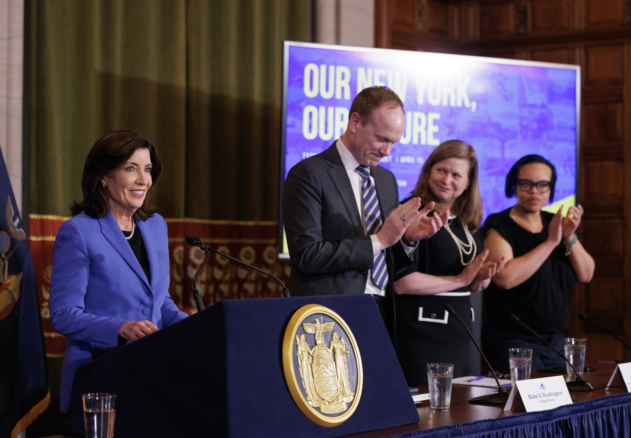 April 15, 2024 - Albany, NY - Governor Kathy Hochul makes an announcement on the FY 2025 budget. (Mike Groll/Office of Governor Kathy Hochul)