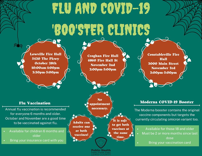 Lewis County Public Health COVID and Flu vaccine clinics Fall 2022