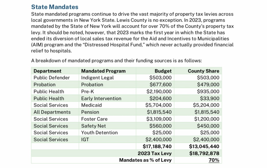 Lewis county Budget Sales Tax Mandates 2023 3