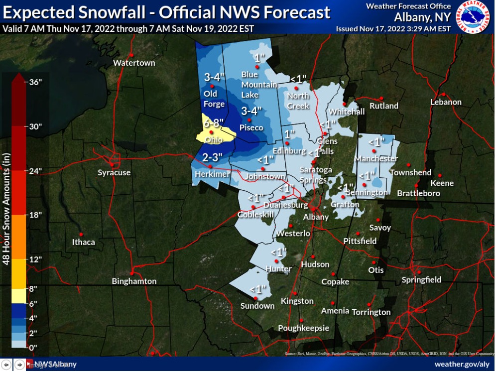 NWS Old Forge Winter Weather Advisory Chart November 17 2022