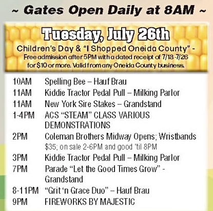 Tuesday July 26 2022 Boonville Oneida County Fair